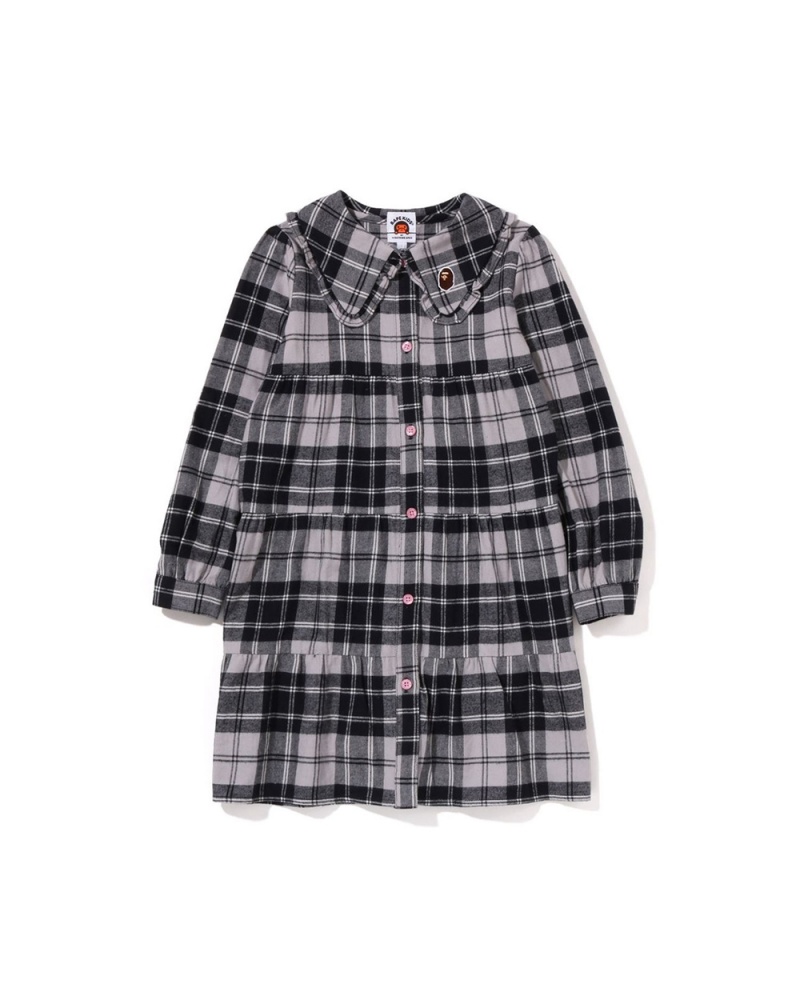 Pantalons Bape Check Big Collar Onepiece Grise Enfant | WRW-12683053